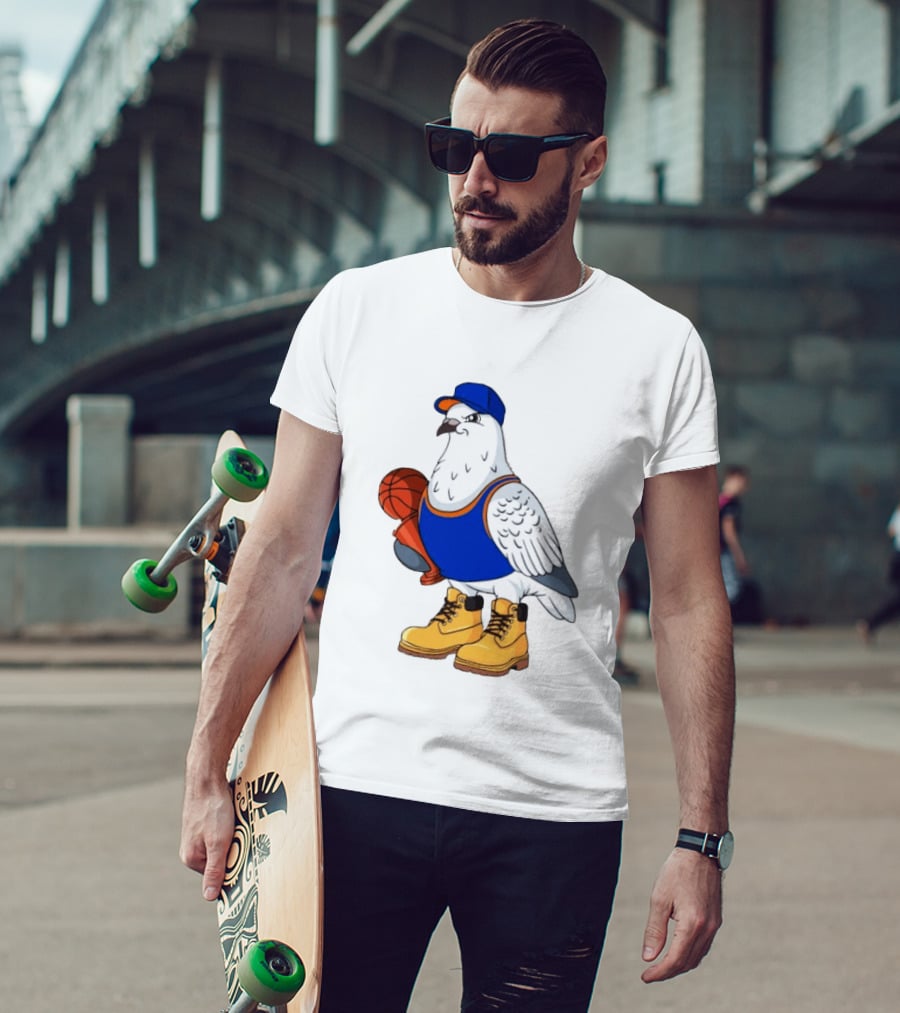 NYC Pigeon New York Forever Basketball Player Cartoon Pigeon In Jersey With Basketball T-Shirt