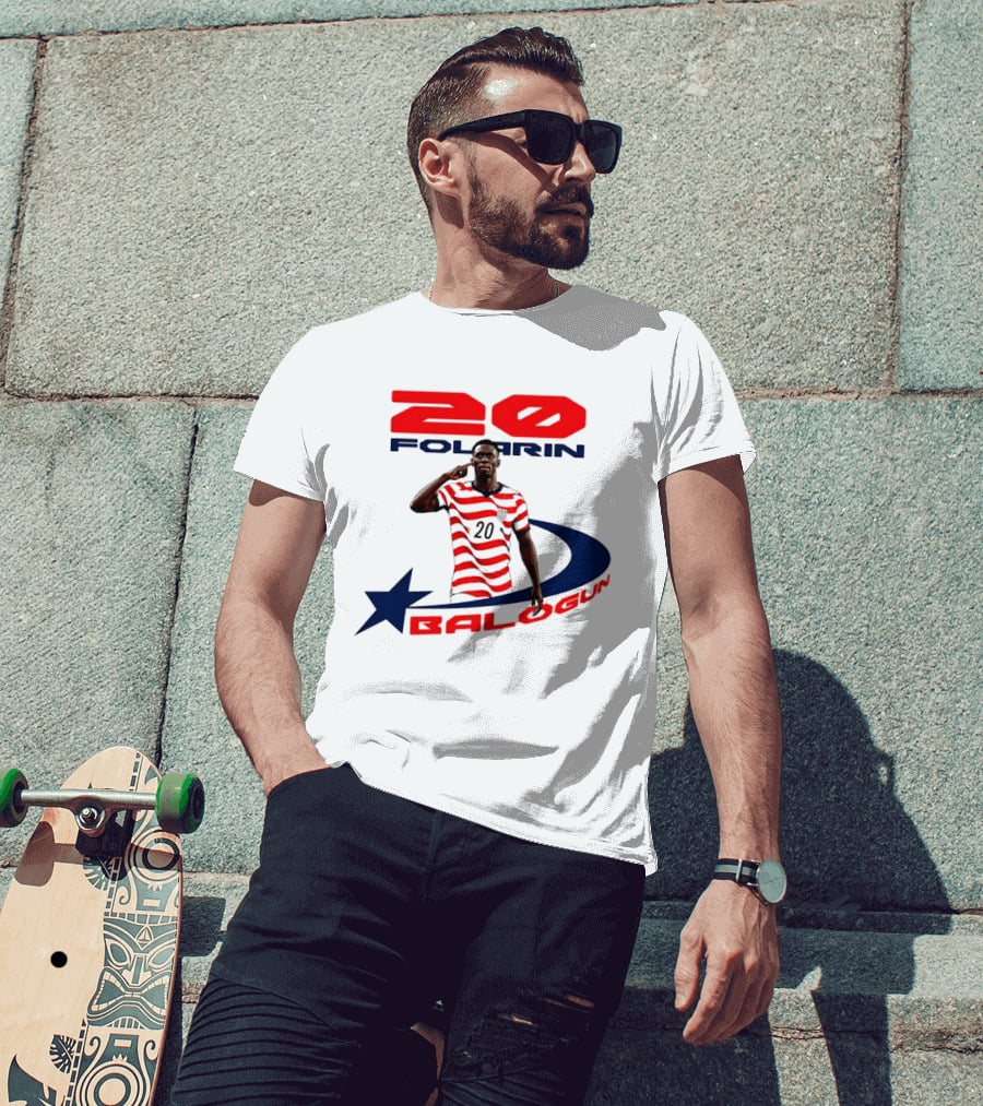 Folarin Balogun 20 Striped United States Soccer Team Star T-Shirt