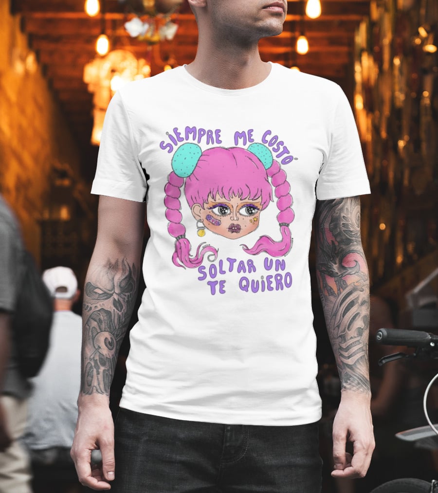 Siempre Me Costó Soltar Un Te Quiero Pink Braids Girl Cartoon T-Shirt