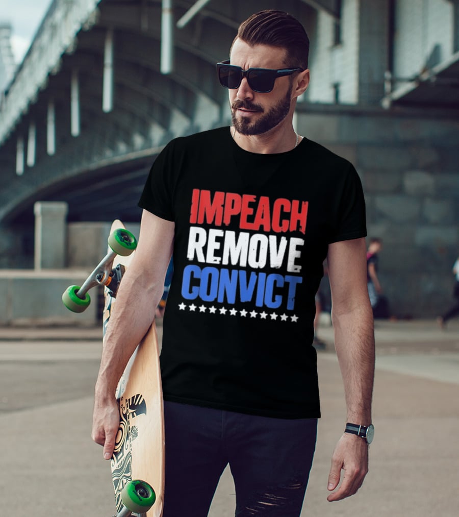 Impeach Remove Convict No Kings Patriotic Red White Blue Stars T-Shirt