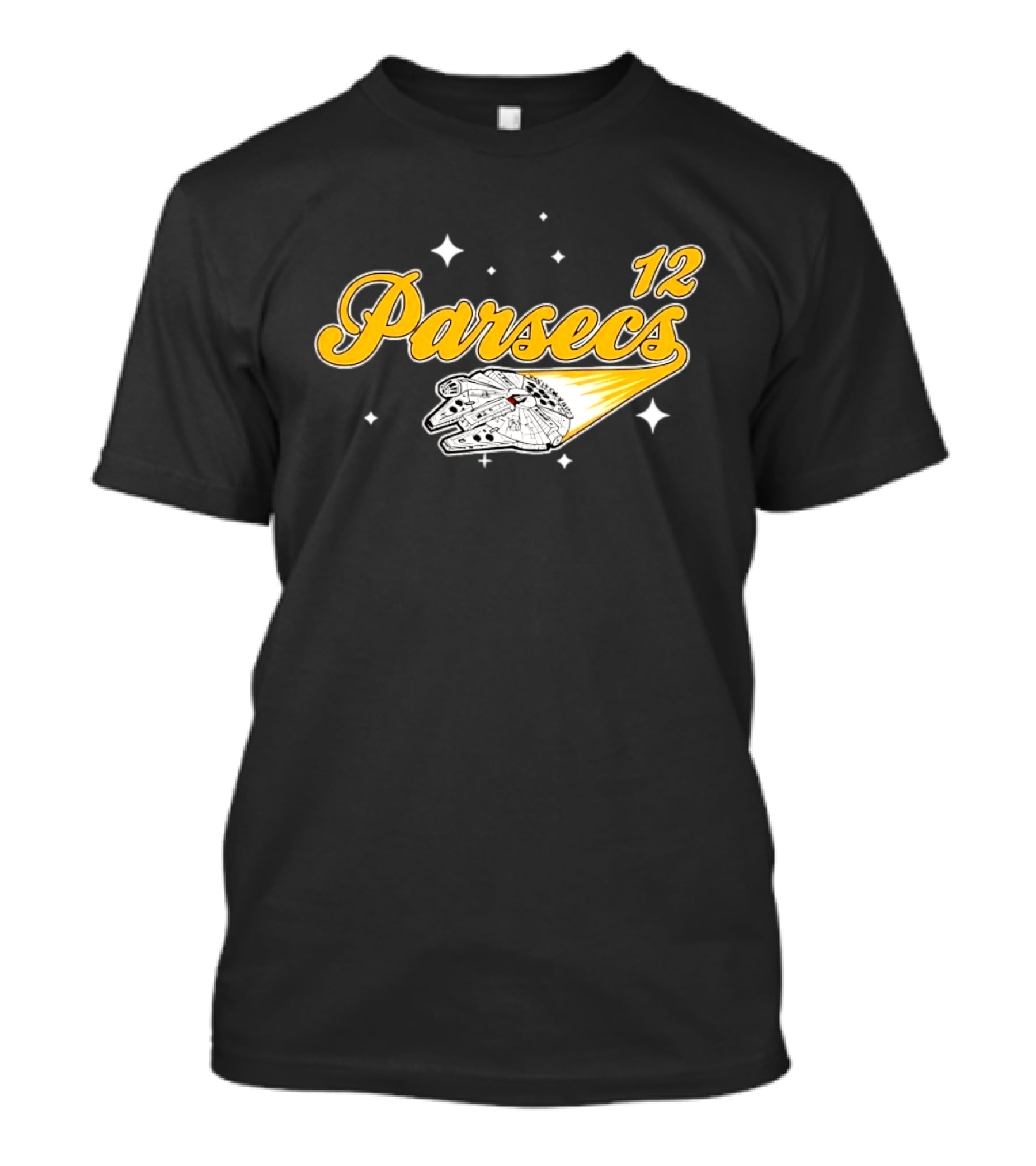 Millennium Falcon 12 Parsecs Star Wars Han Solo Baseball Script T-Shirt