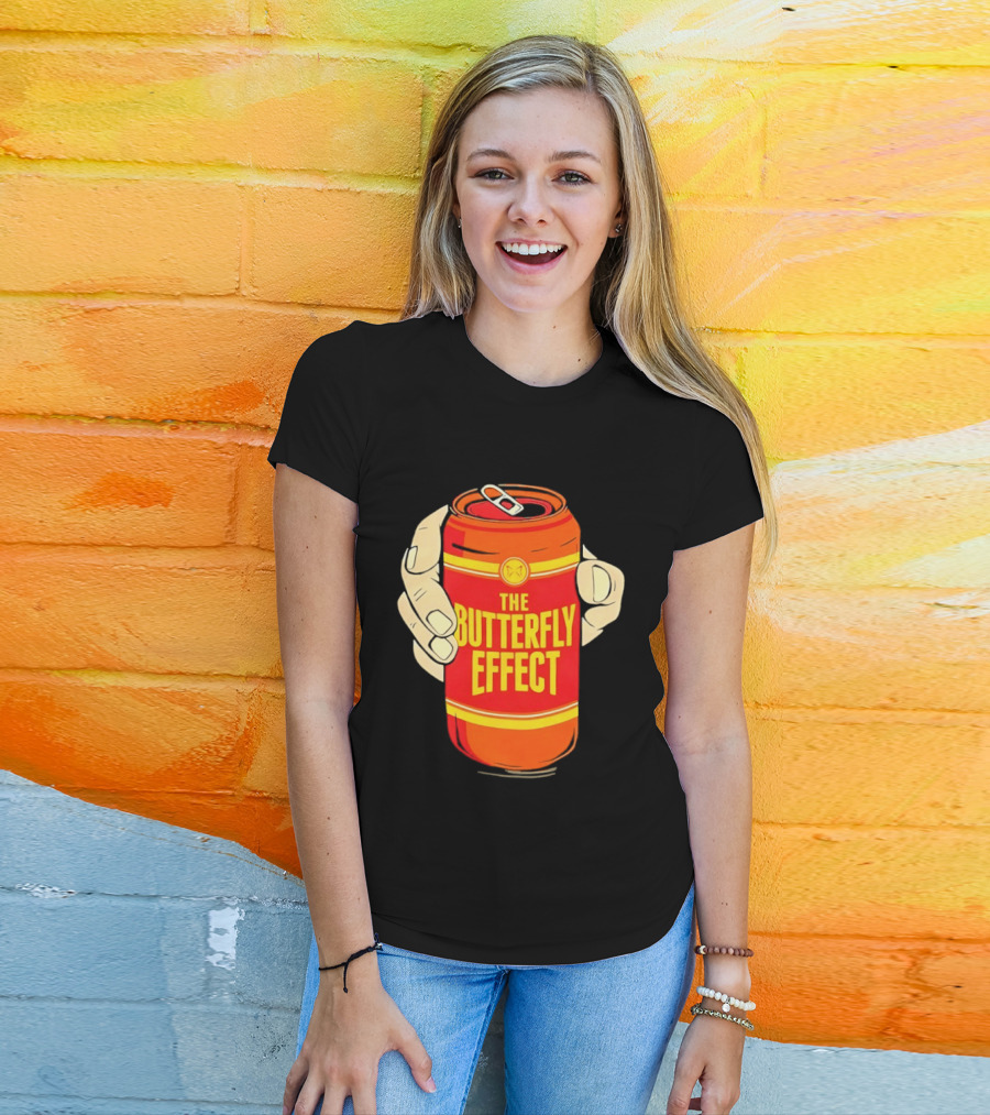 The Butterfly Effect Soda Can Vibrant Red Yellow Pop T-Shirt