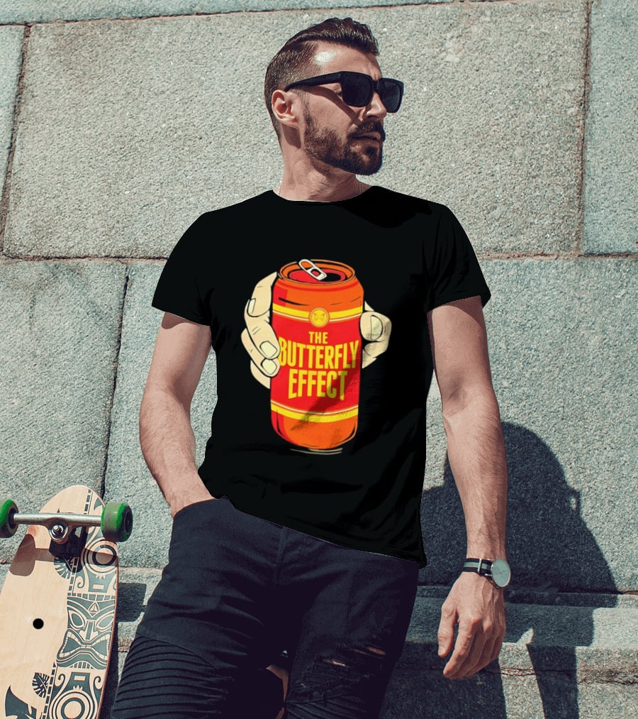 The Butterfly Effect Soda Can Vibrant Red Yellow Pop T-Shirt