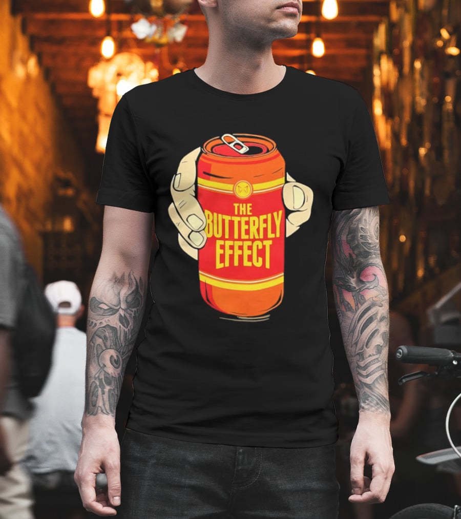 The Butterfly Effect Soda Can Vibrant Red Yellow Pop T-Shirt
