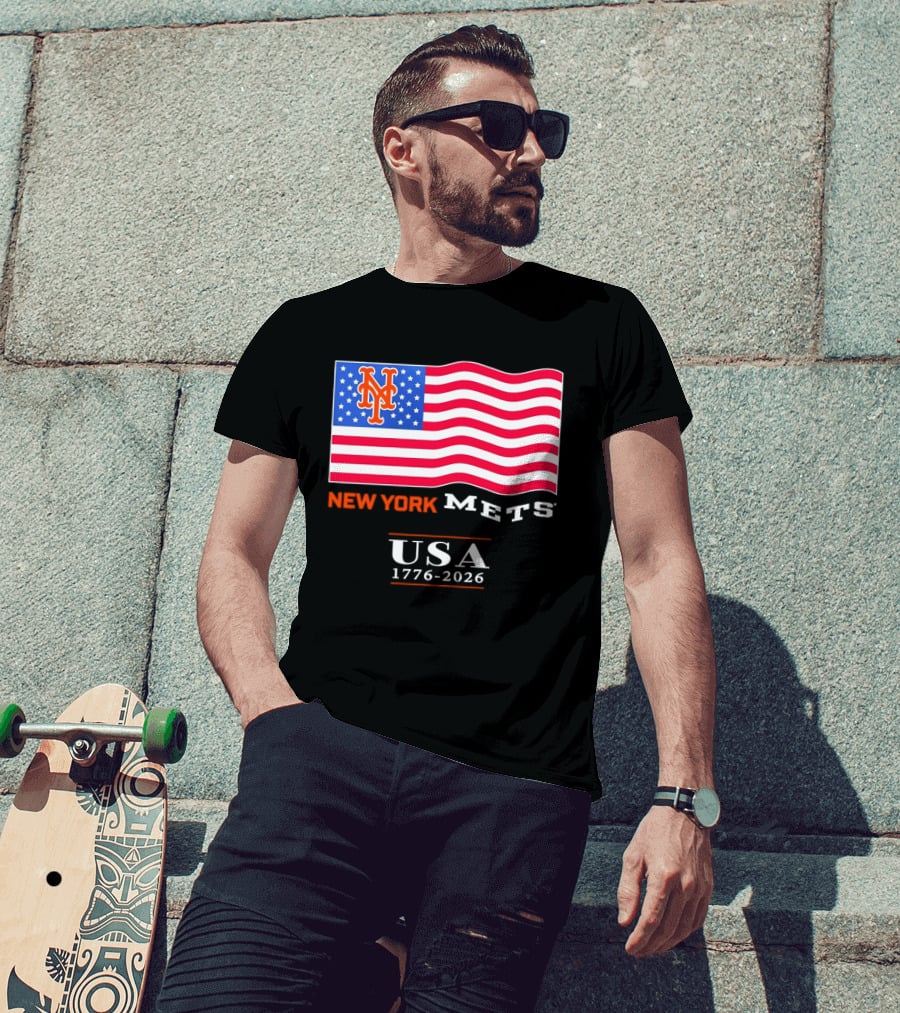 New York Mets American Flag USA 1776 2026 MLB T-Shirt