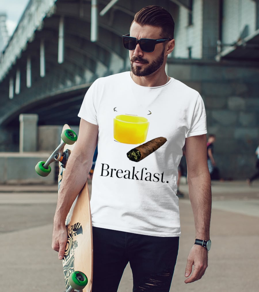 Breakfast Juice And Blunt Retro Humor With Glass And Cigar T-Shirt