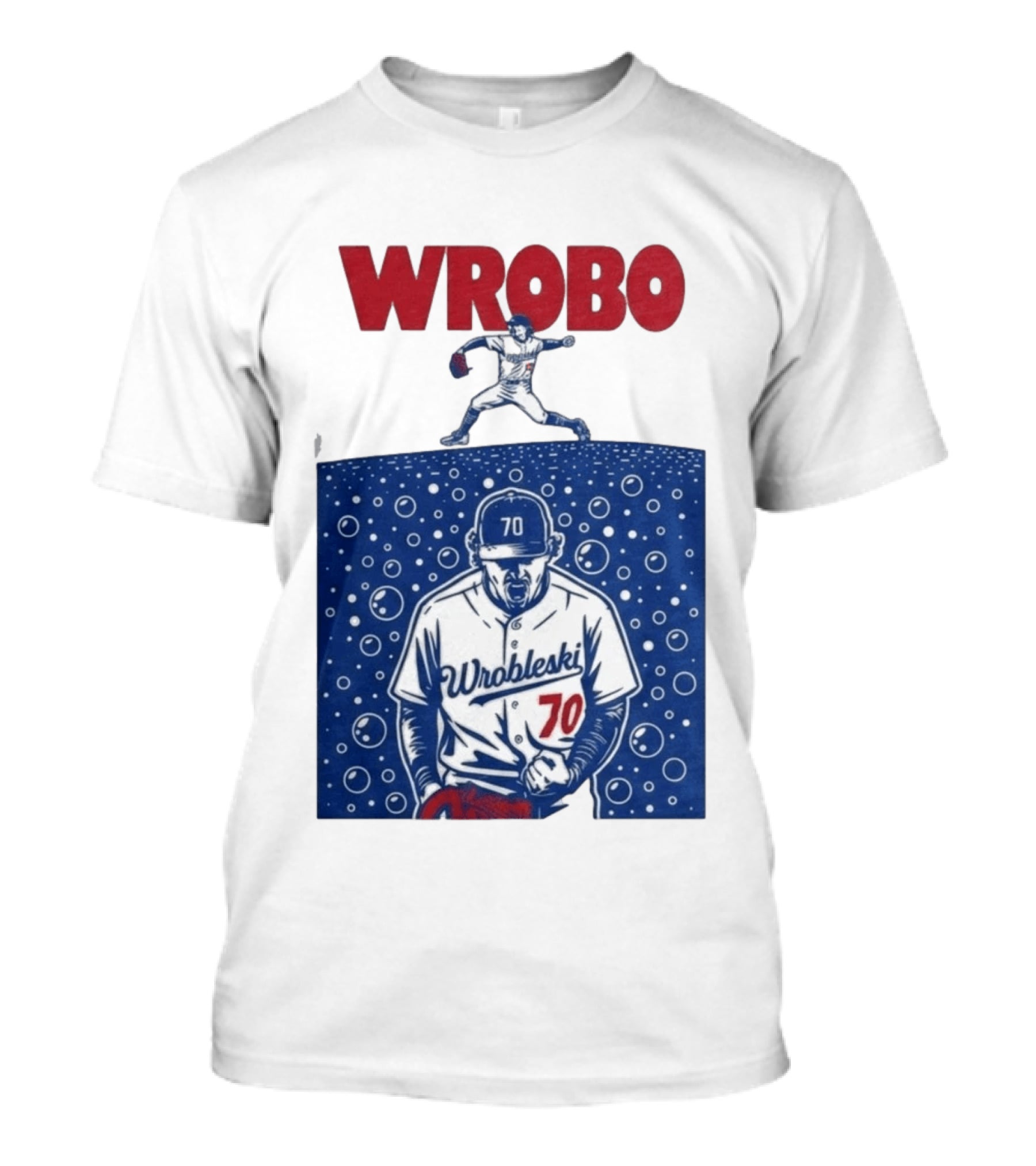 Wrobo Wrobleski 70 Baseball Pitcher Bubble T-Shirt