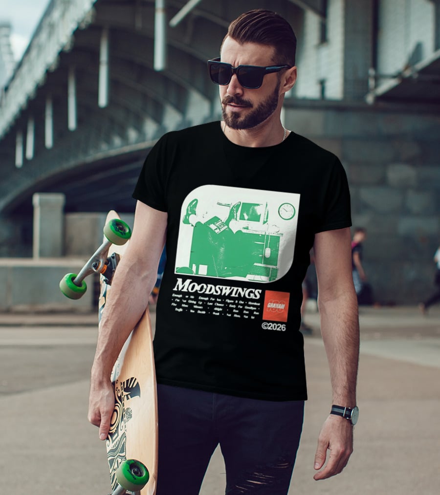 MOODSWINGS Graham 2023 Man Resting Legs On Desk Computer T-Shirt