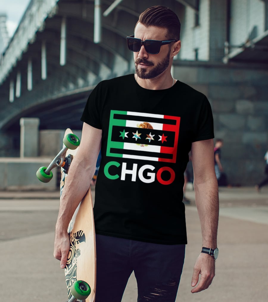 CHGO Mexico Flag Colors With Eagle And Stars T-Shirt