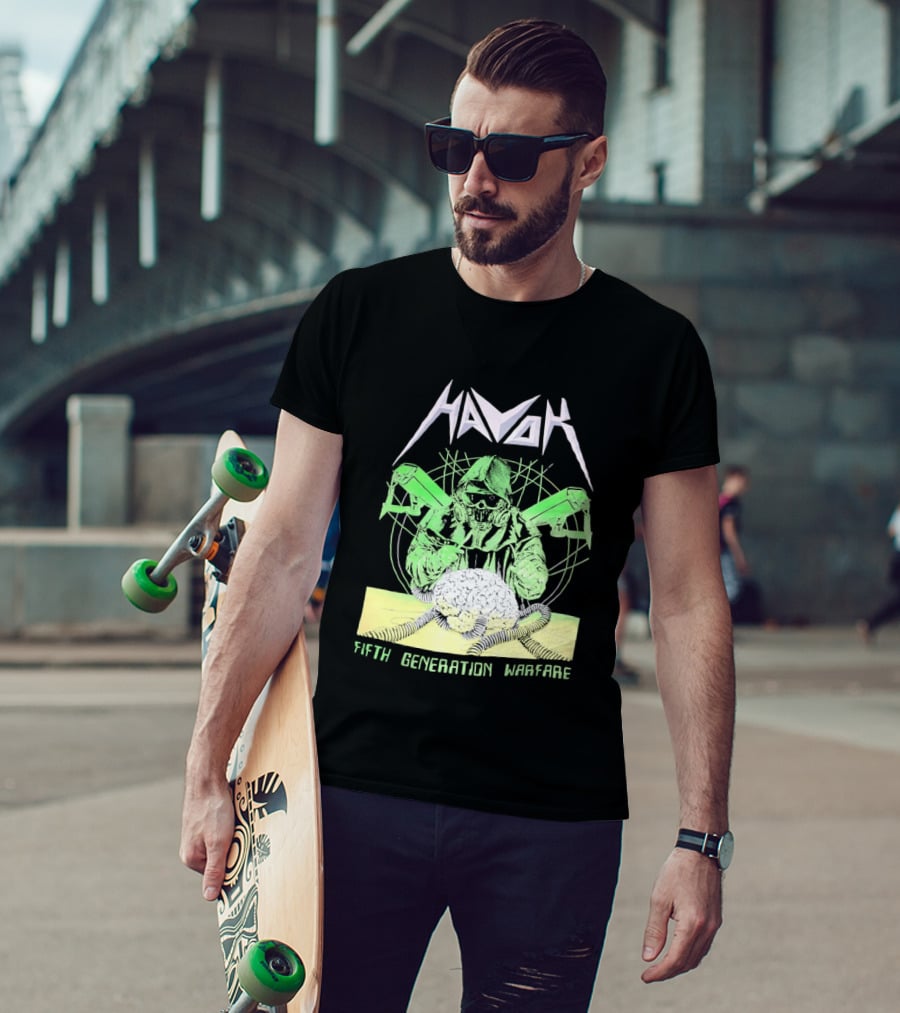 Havok Fifth Generation Warfare Mask Guns Skull T-Shirt