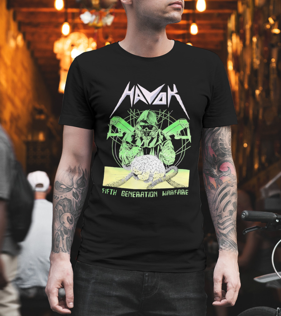 Havok Fifth Generation Warfare Mask Guns Skull T-Shirt
