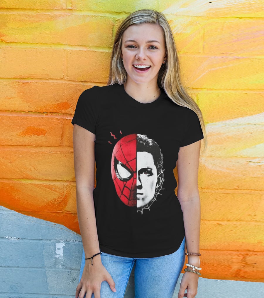 Tom Holland Spider Man Split Face Marvel Mashup T-Shirt