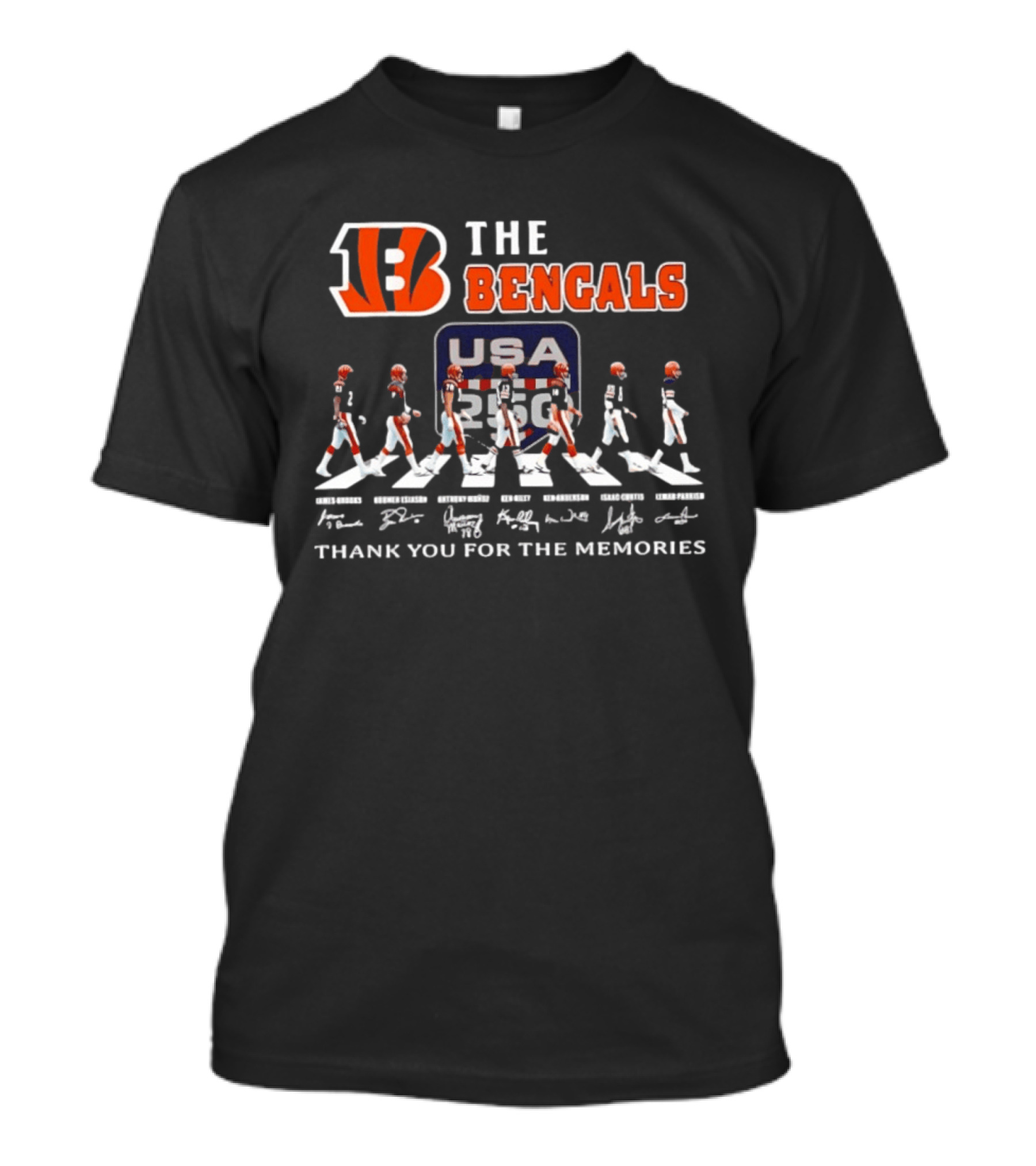 The Bengals James Brooks Boomer Esiason Anthony Munoz Ken Riley Ken Anderson Isaac Curtis Lemar Parrish USA 82 Thank You For The Memories T-Shirt