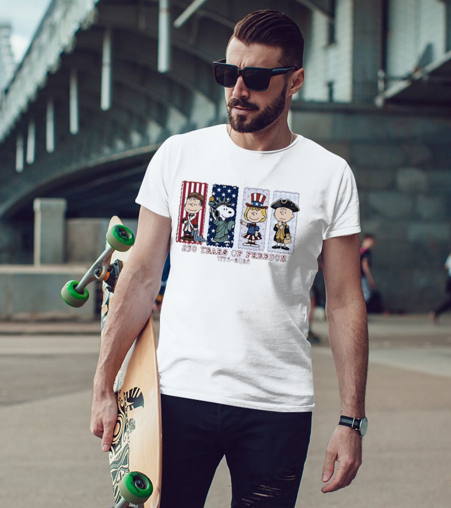 Peanuts 250 Years Of Freedom 1776 2026 America Celebration With Iconic Characters T-Shirt