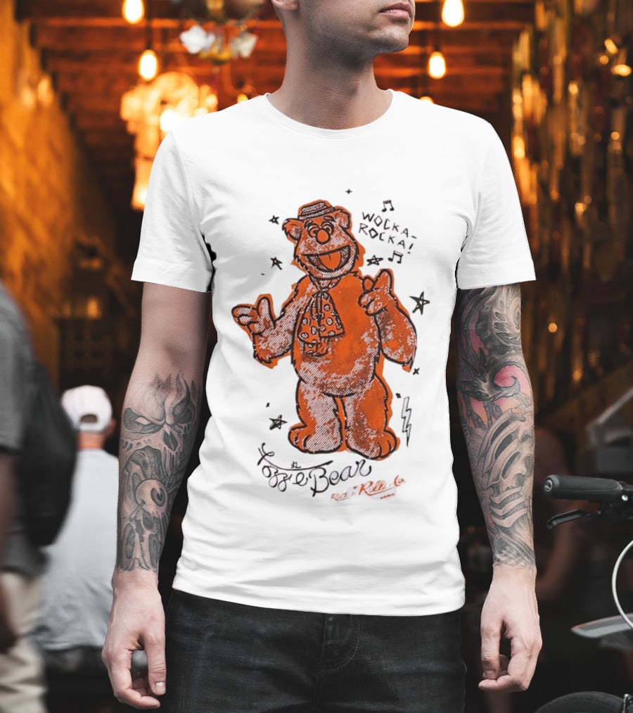 Fozzie Bear Wocka Rocka Rock N Roller Muppet Tie Star Music Notes T-Shirt