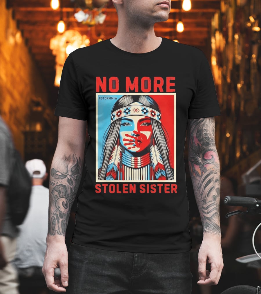 NO MORE Red Handprint STOPMMIW Stolen Sister Indigenous Awareness T-Shirt