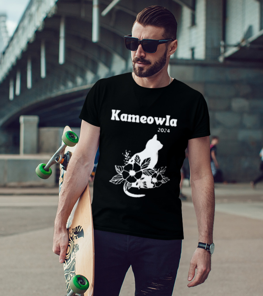 Kameowla 2024 Cat Floral Theme Kamala Cat Lady T-Shirt