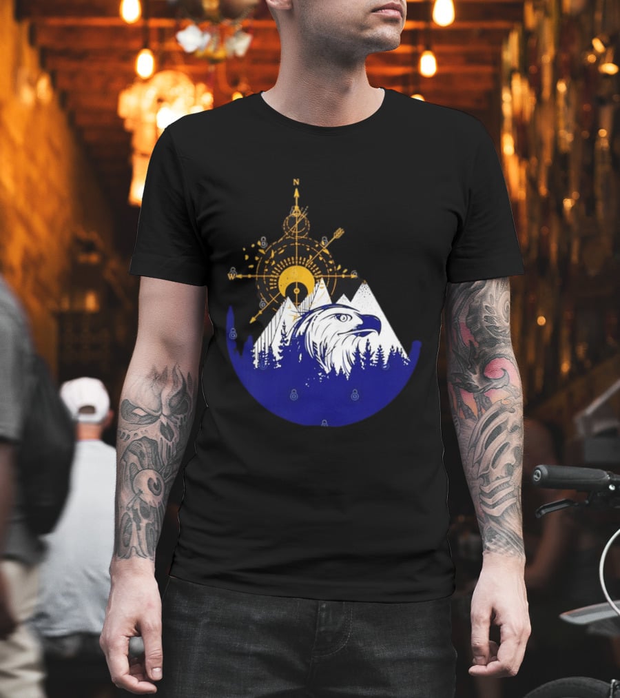 Eagle And Compass With Mountain Forest T-Shirt