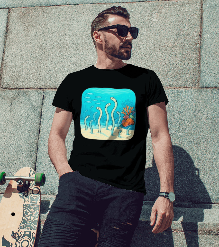 Garden Eels Reef Hawaii With Colorful Coral And Tropical Fish T-Shirt