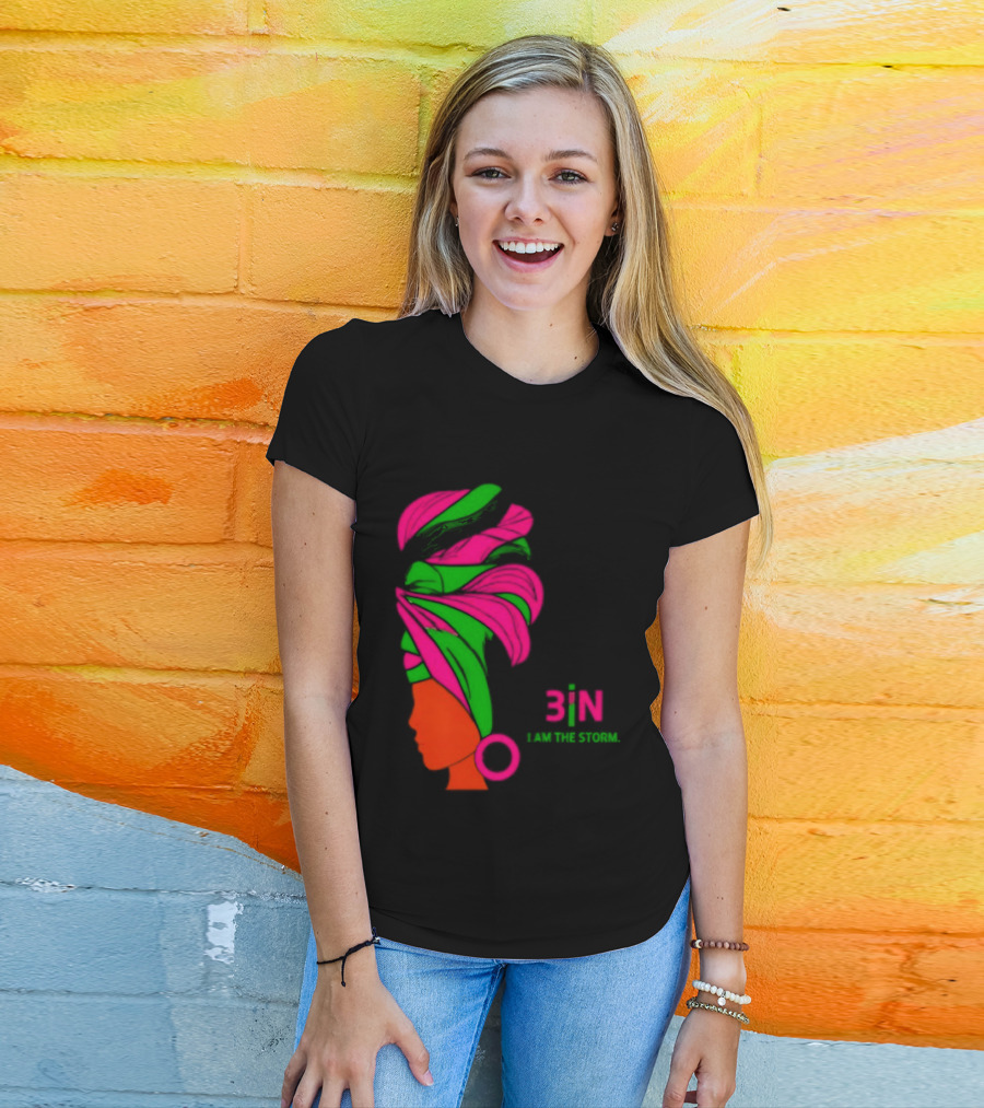 3In I Am The Storm Black Woman Headwrap Lashing Enerol T-Shirt