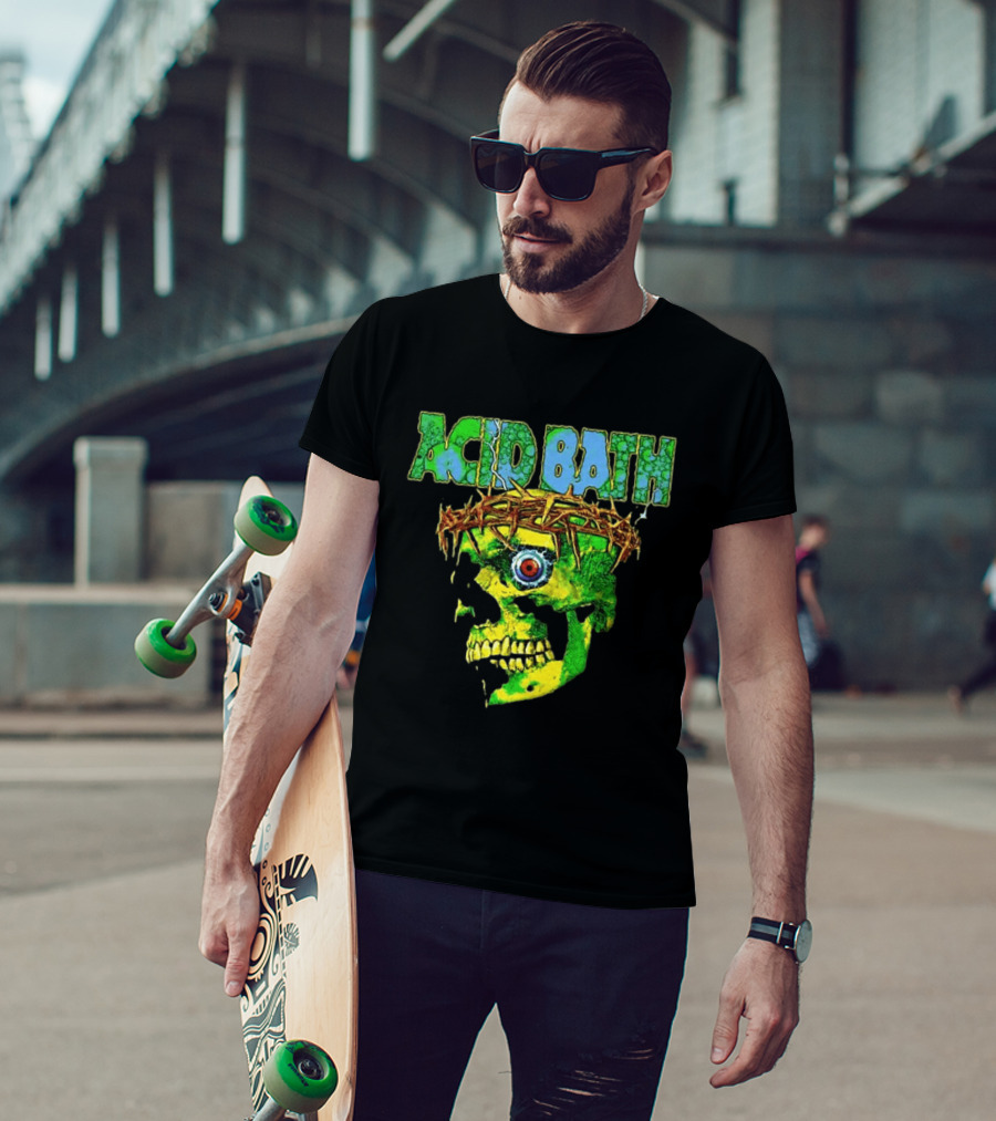 Acid Bath 2026 EU And UK Tour Green Skull Crown Of Thorns Dates Back T-Shirt