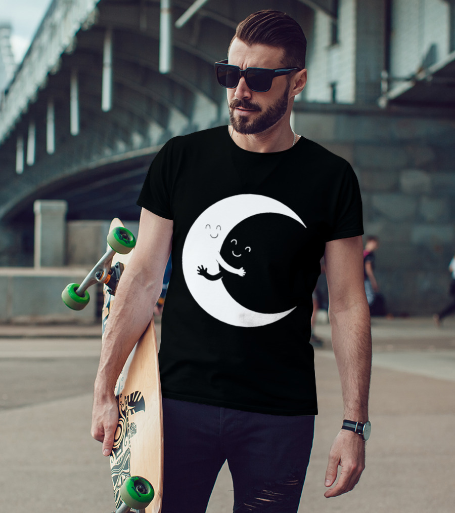 Celestial Hugging Moon Crescent Night Sky Space T-Shirt