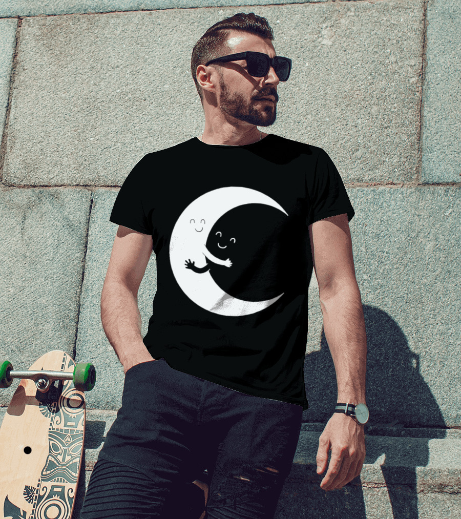 Celestial Hugging Moon Crescent Night Sky Space T-Shirt