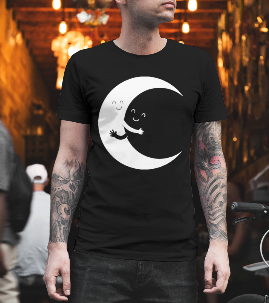 Celestial Hugging Moon Crescent Night Sky Space T-Shirt