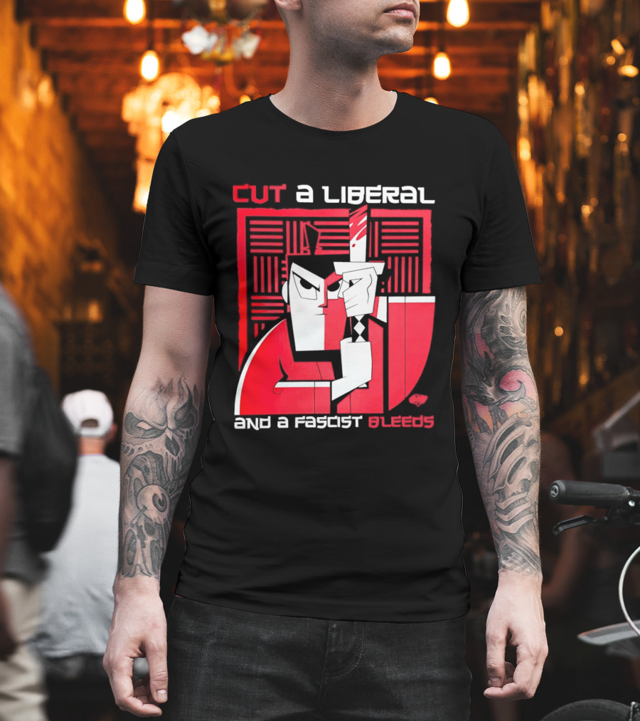 Samurai Jack Cut A Liberal And A Fascist Bleeds Political Art Image T-Shirt