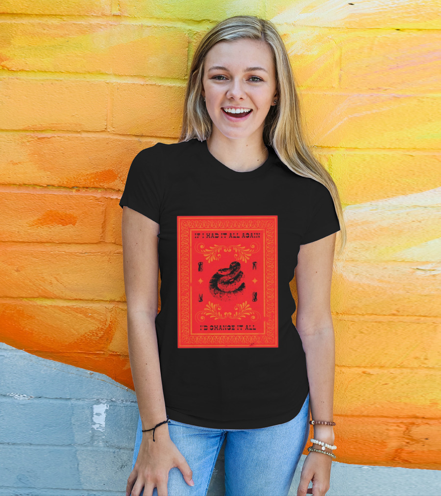 If I Had It All Again I'd Change It All Rattlesnake Western Red Bandana T-Shirt