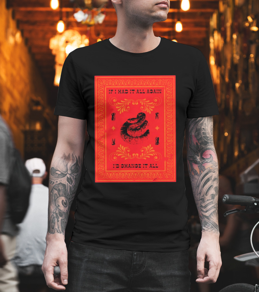 If I Had It All Again I'd Change It All Rattlesnake Western Red Bandana T-Shirt