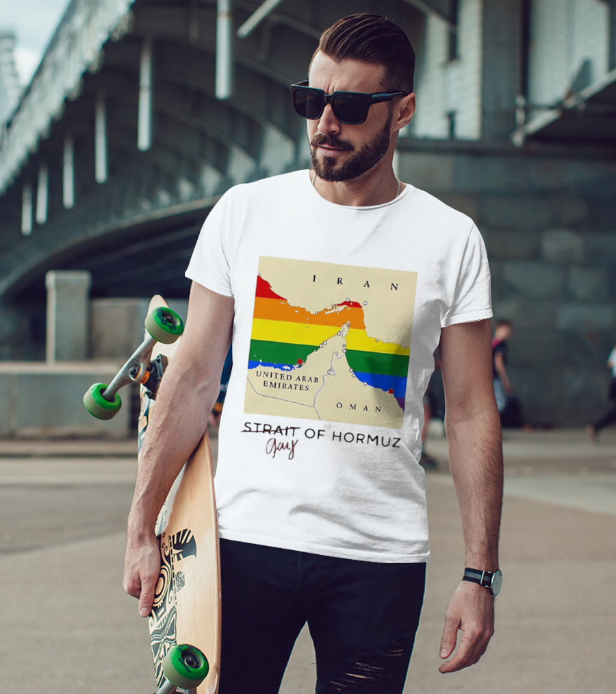 Strait Of Hormuz Map Pride Rainbow Gay Wordplay Pun T-Shirt