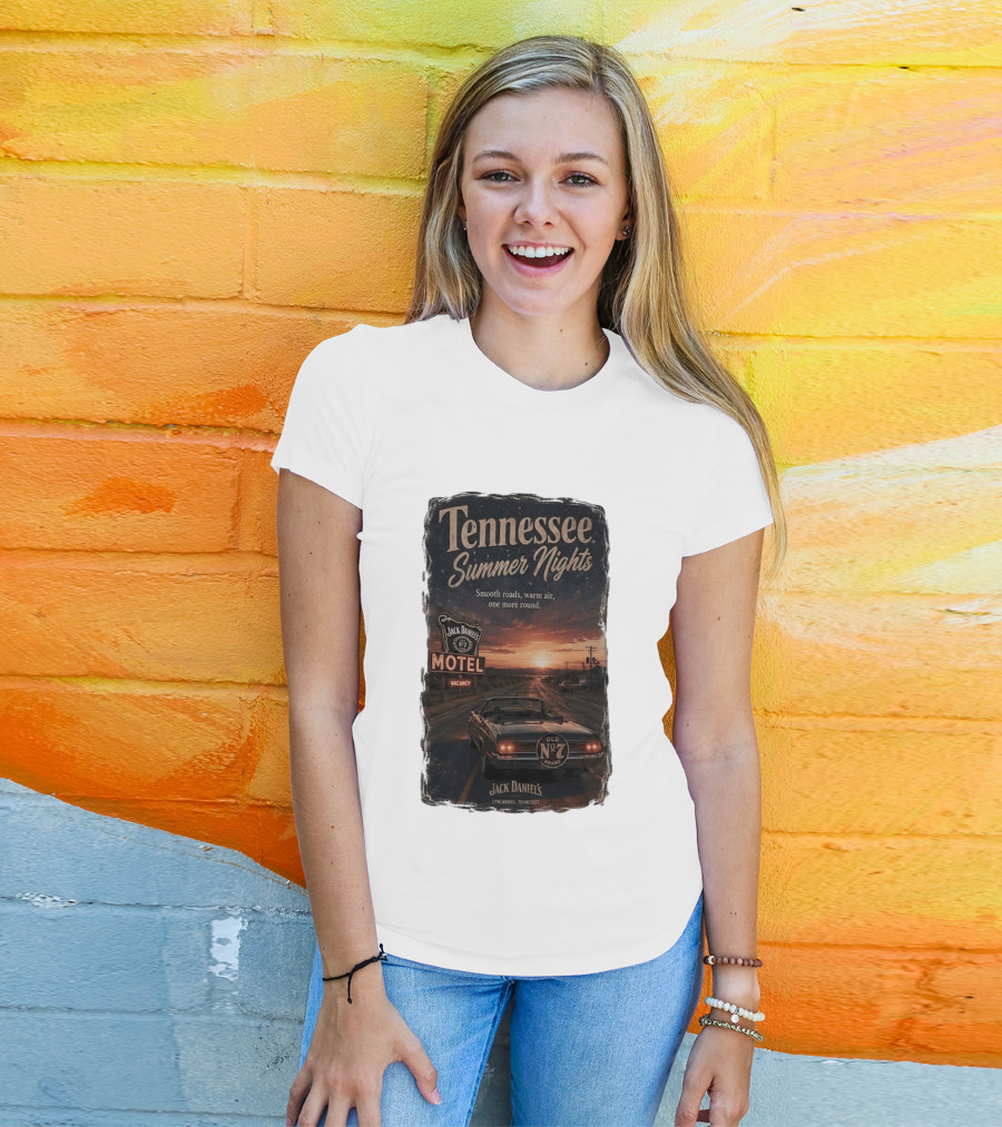 Tennessee Summer Nights Jack Daniel's Motel Smooth Roads Warm Air Old No. 7 Lynchburg T-Shirt