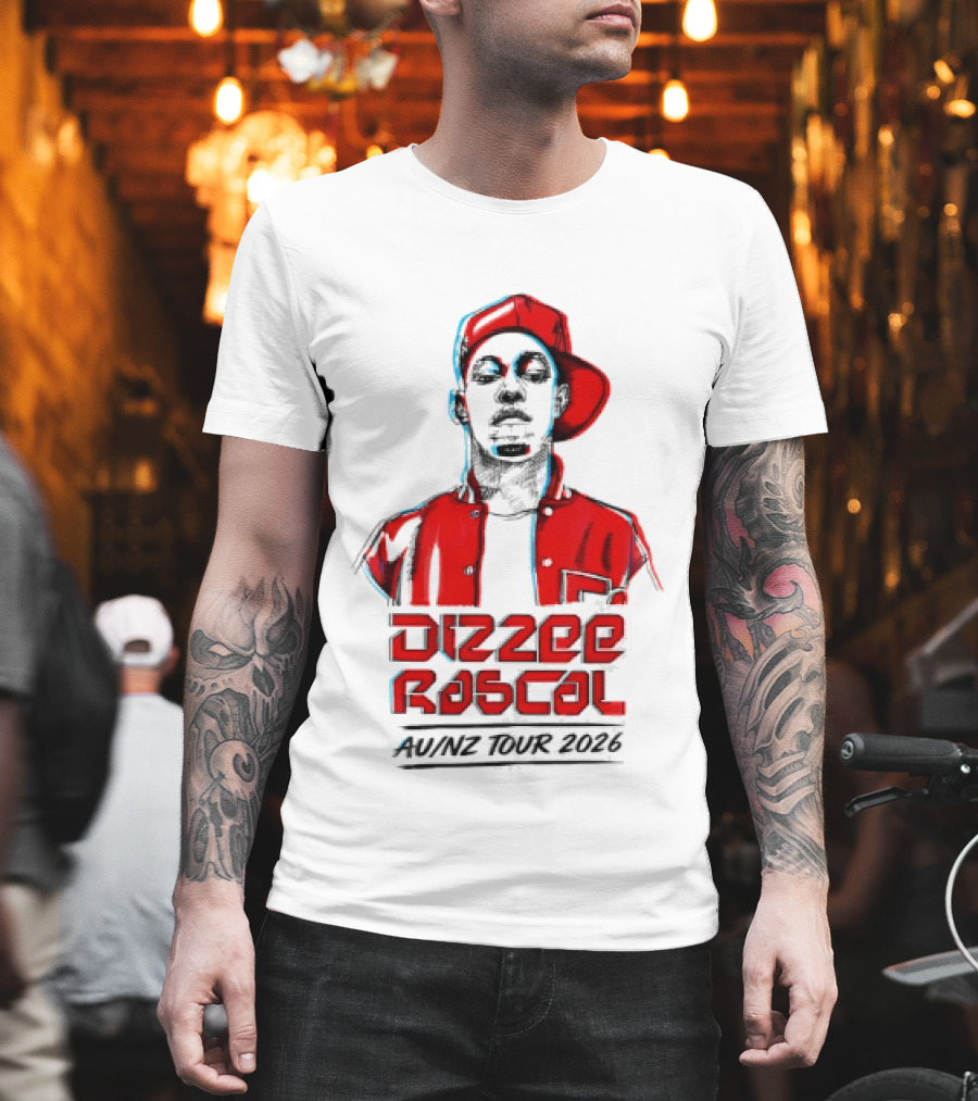 Dizzee Rascal AU NZ Tour 2026 Red Graphic Cap Image T-Shirt