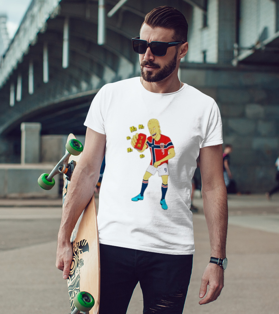 Erling Haaland Norway No 9 Laughing Cartoon Style Bootleg T-Shirt