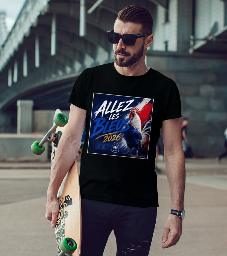 Allez Les Bleus 2026 FFF French Rooster Eiffel Tower T-Shirt