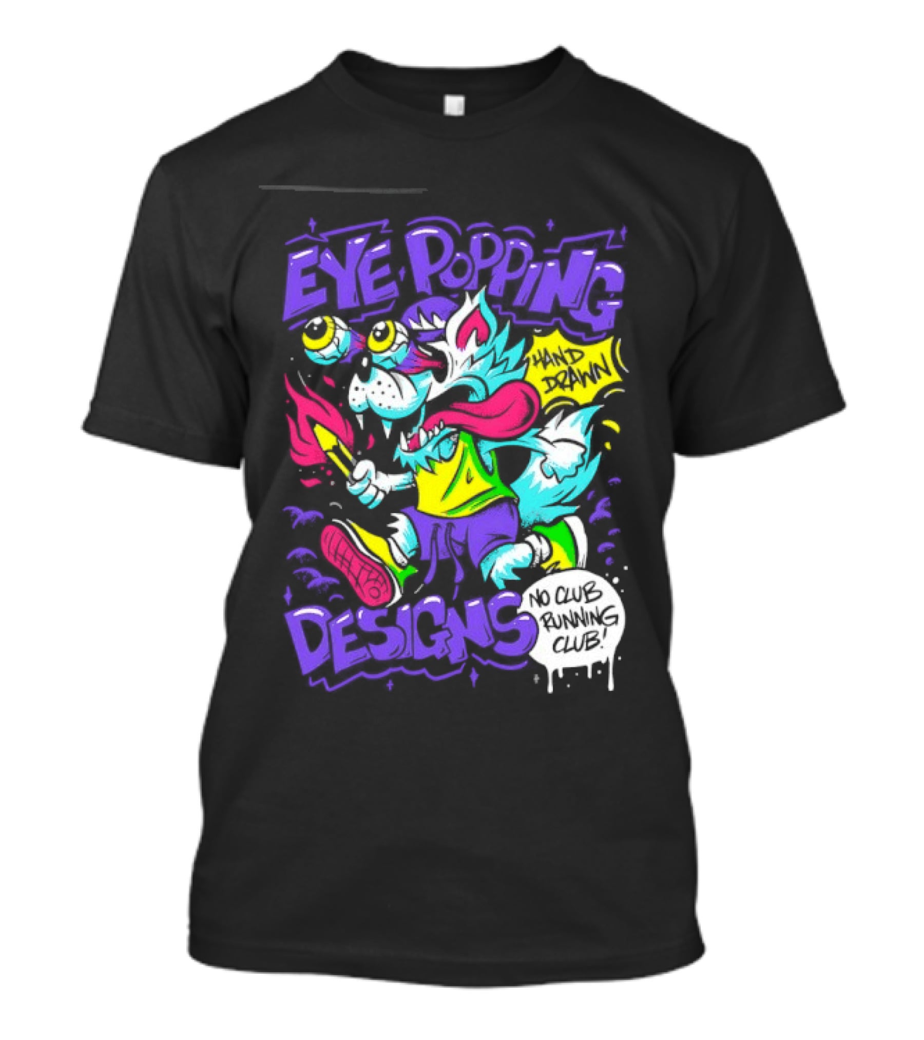 Eye Popping Wolf Hand Drawn No Club Running Club T-Shirt