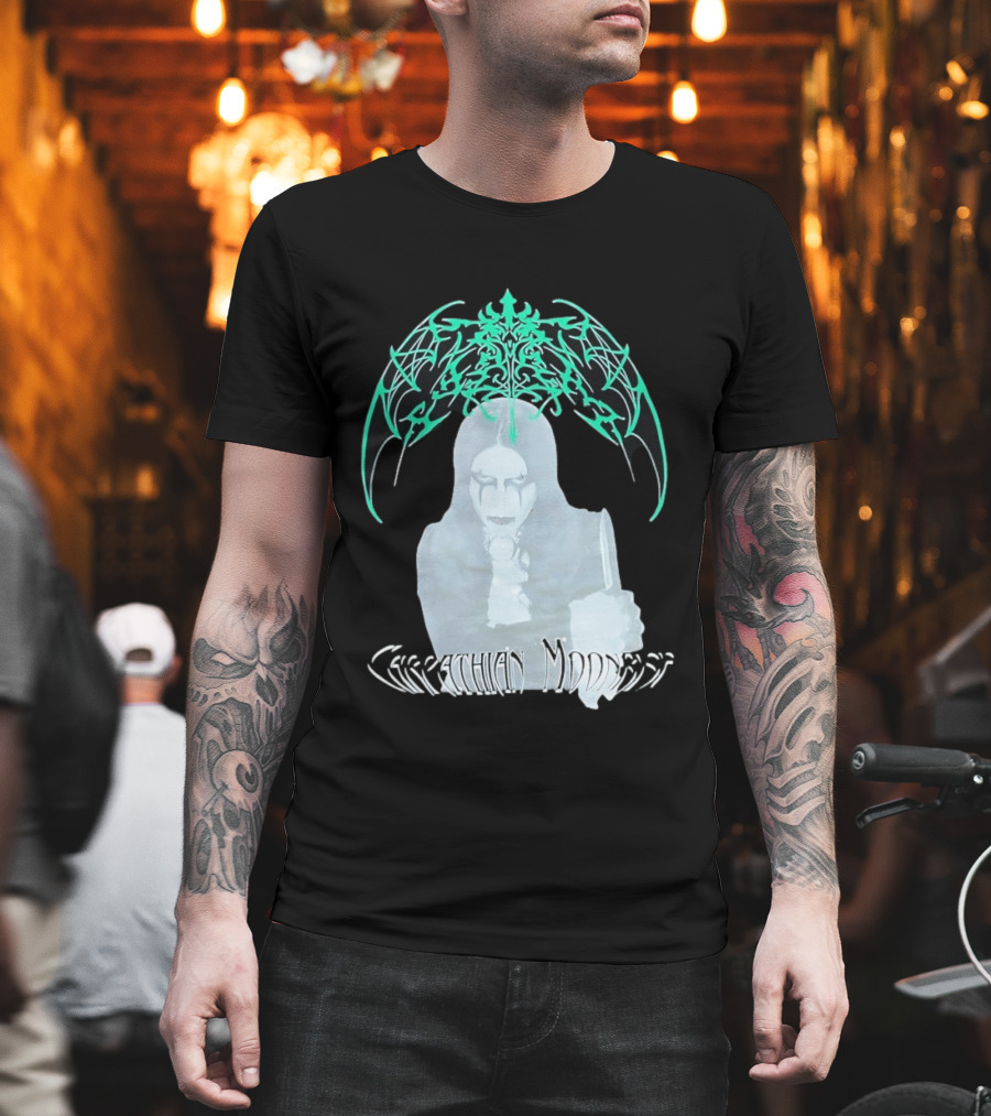 Carpathian Moonrise Hooded Figure With Knife Metal Band T-Shirt
