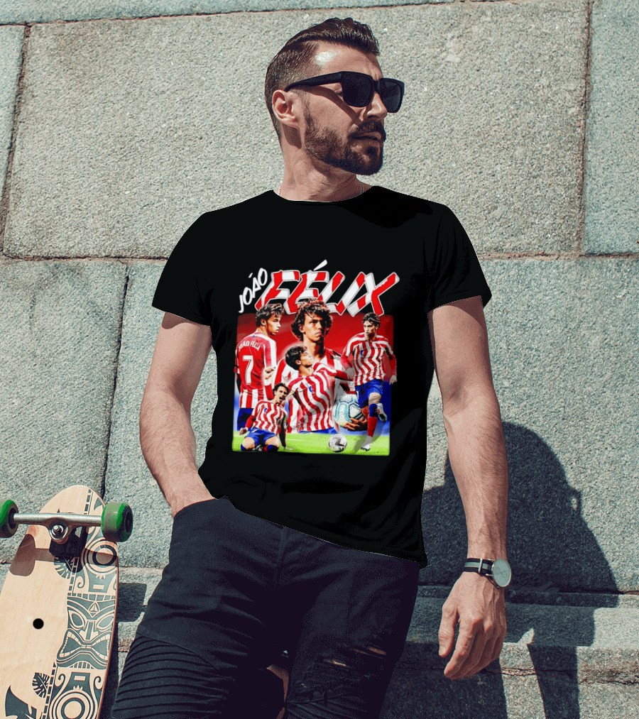 Joao Felix Atletico Madrid Number 7 Soccer Star Collage T-Shirt