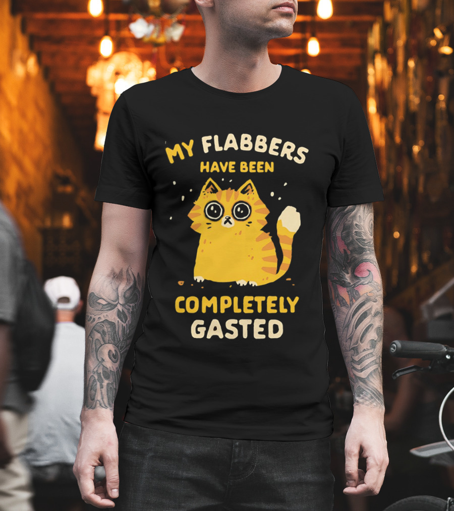 Shocked Cartoon Cat My Flabbers Have Been Completely Gasted T-Shirt