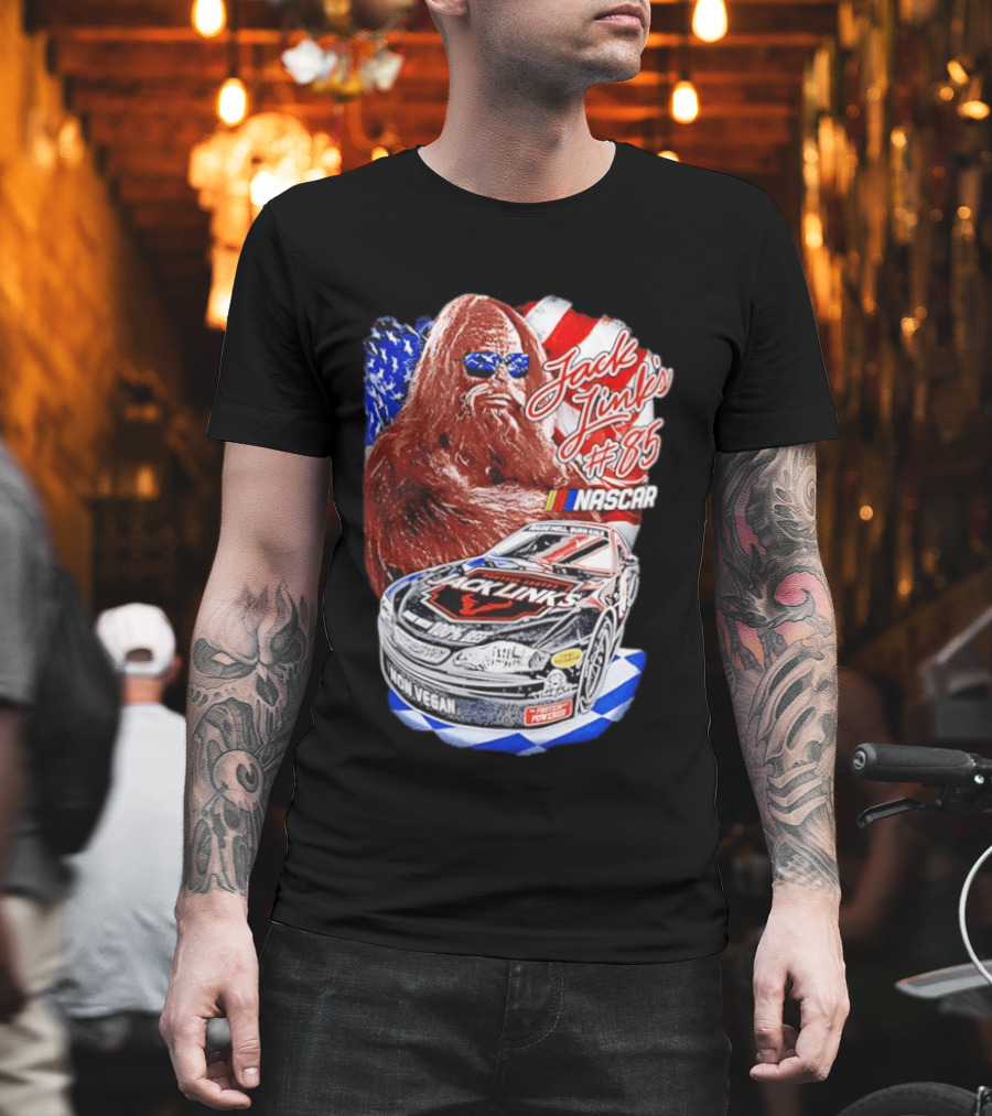 Jack Link's Bigfoot #85 NASCAR American Flag Non Vegan T-Shirt