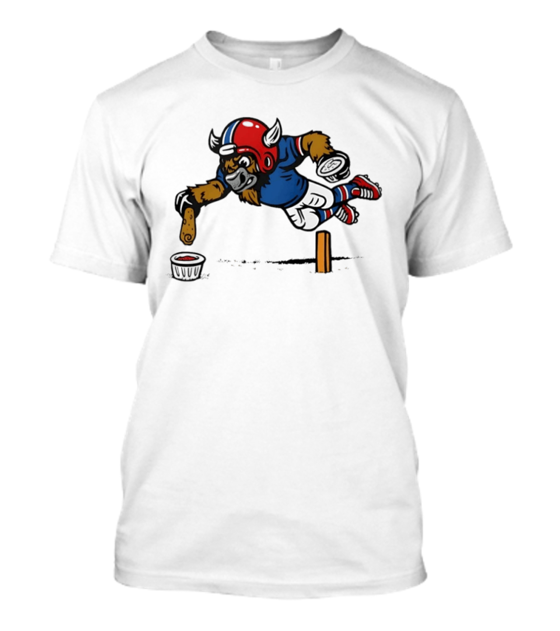 Buffalo Bills Pizza Logs Football Jumping Buffalo With Helmet And Snack T-Shirt
