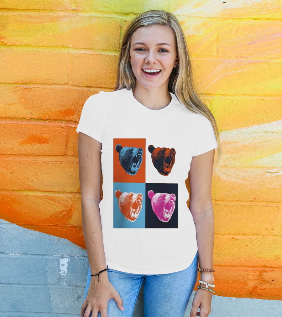 Chicago Bears 2026 Draft Party Pop Art Bear Heads Color Variations T-Shirt