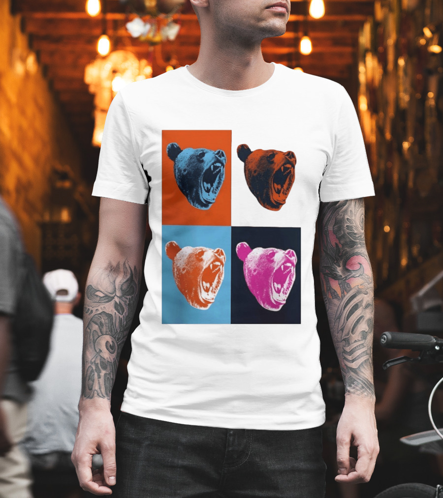 Chicago Bears 2026 Draft Party Pop Art Bear Heads Color Variations T-Shirt