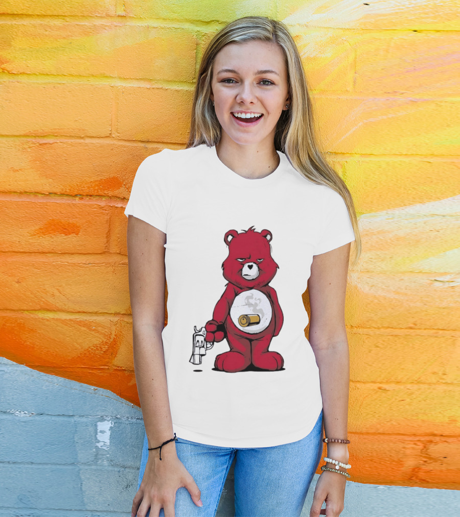 Red Bear With Revolver .38 Special Bullet Smoke T-Shirt
