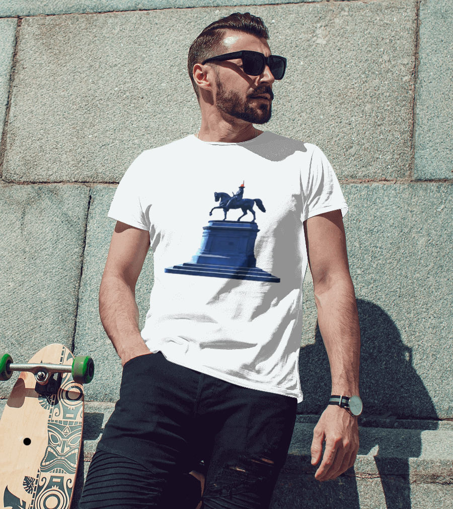 No Scotland No Party Tartan Takeover USA '26 Equestrian Statue With Traffic Cone T-Shirt