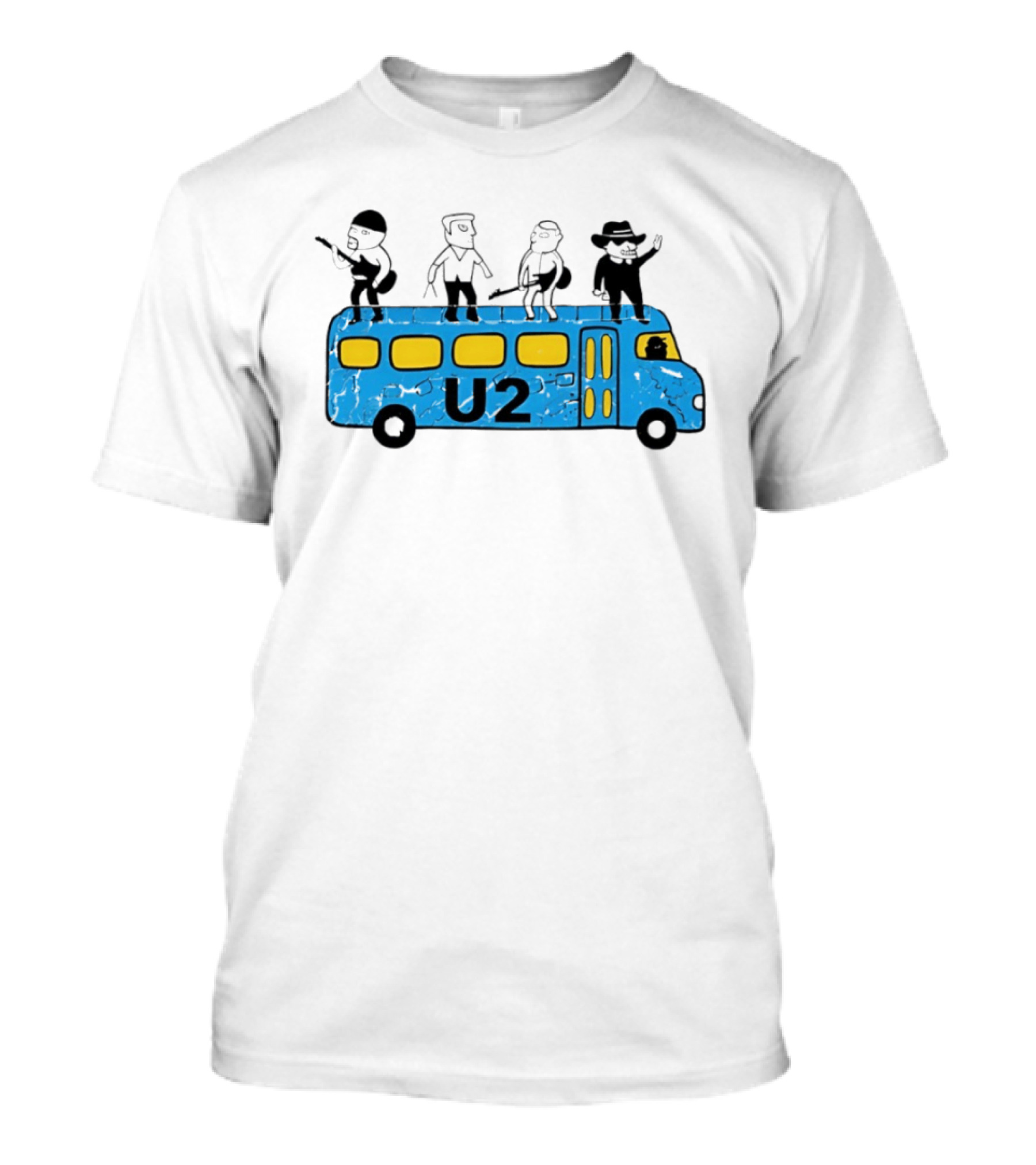 U2 Band Cartoon Bus Music Group On Tour T-Shirt