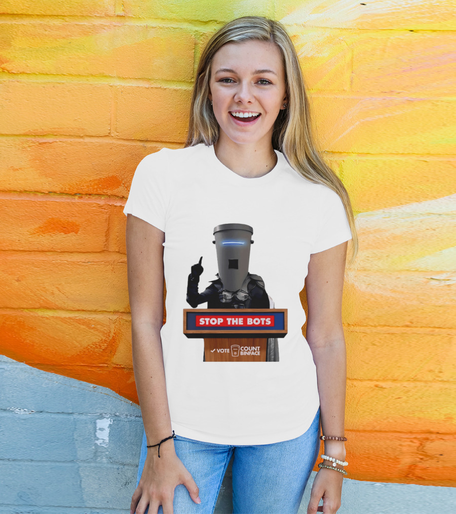 Stop The Bots Vote Count Binface UK Politics T-Shirt