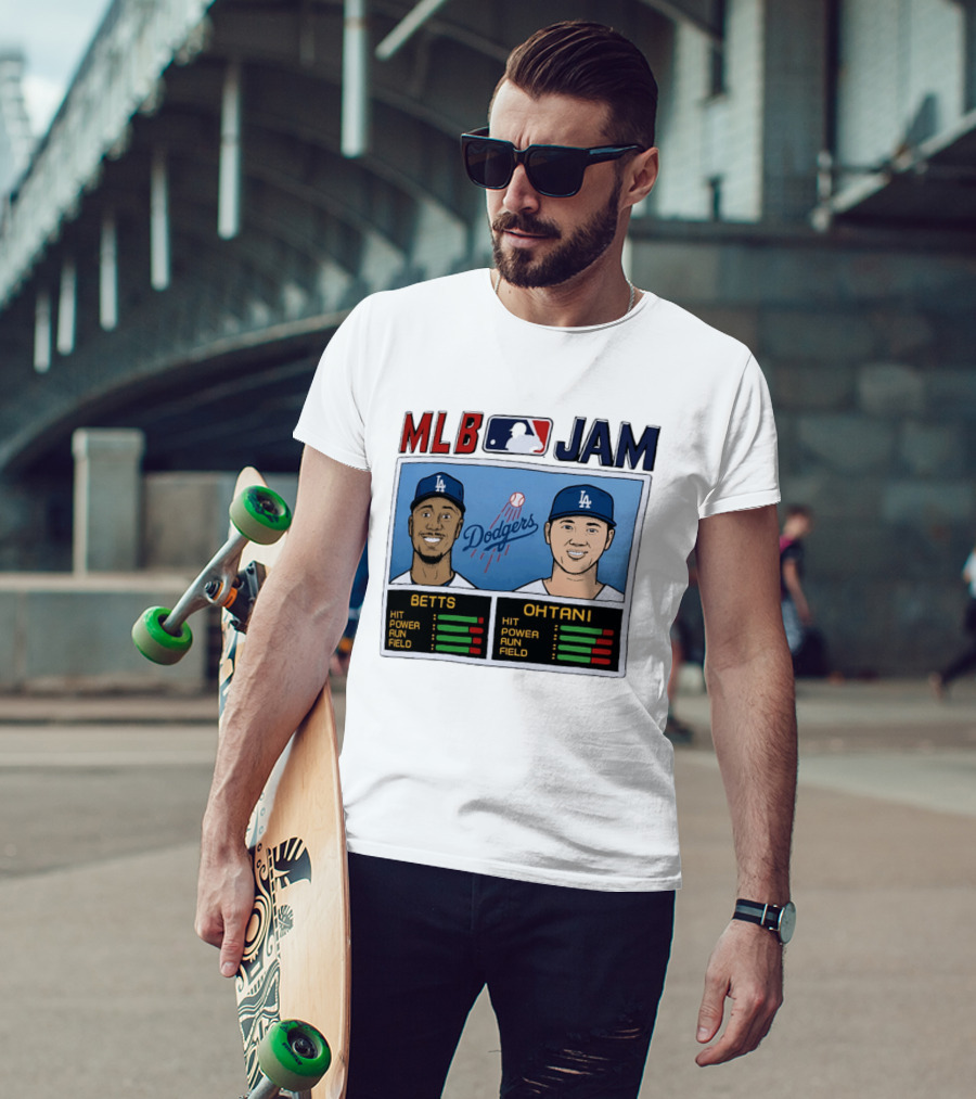 MLB Jam Mookie Betts Shohei Ohtani Dodgers Hit Power Run Field T-Shirt
