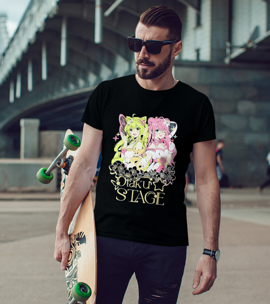 Otaku Stage Manga Kawaii Anime Girls Floral T-Shirt